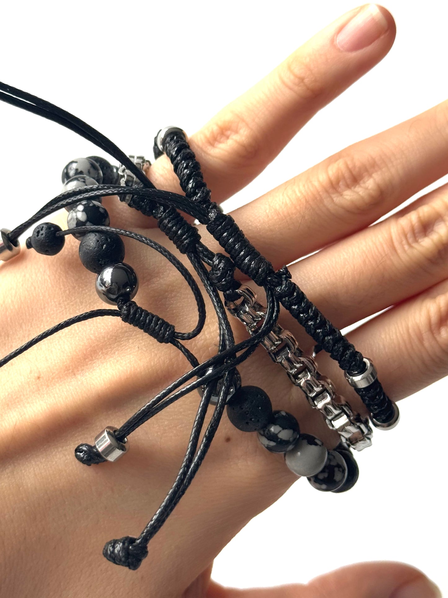 Pulsera combi de acero y piedras para hombre #1255