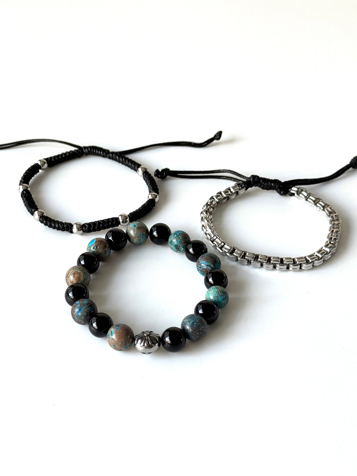 Pulsera combi de acero y piedras para hombre #1254