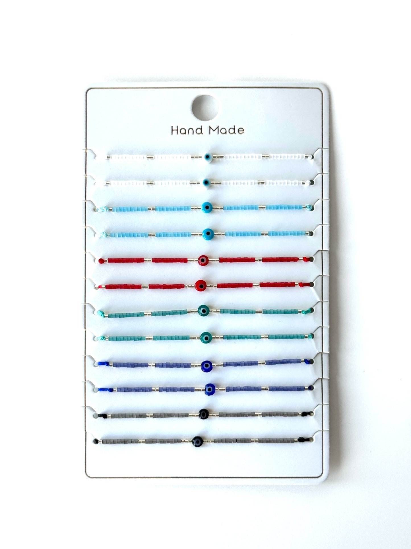 Pulsera mostacilla japonés ojo turco #1031 plateado