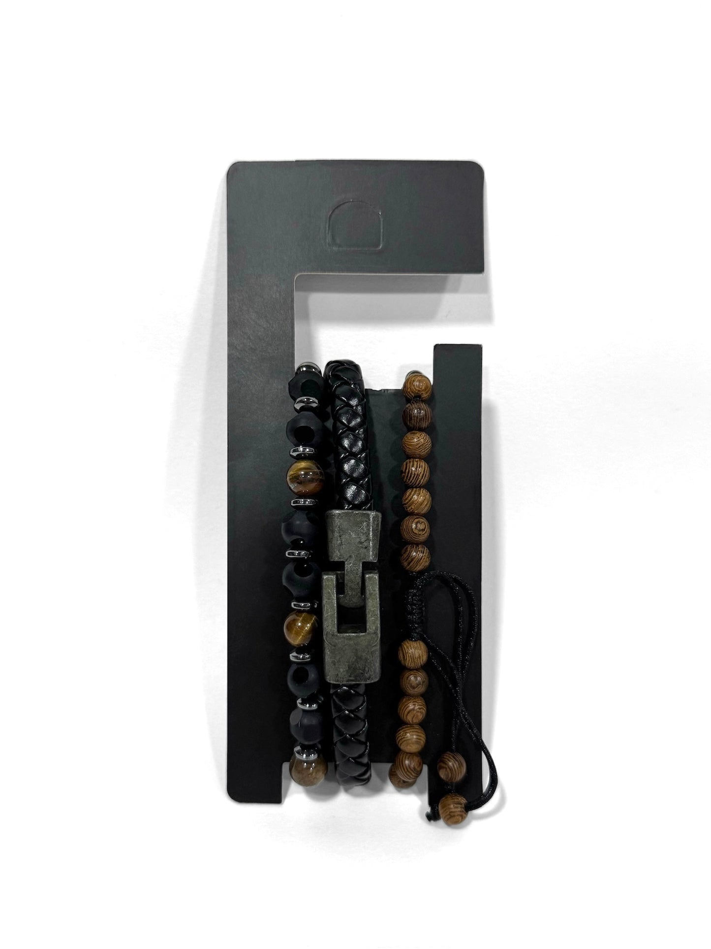 Pulsera combi de cuero y piedras para hombre #5054