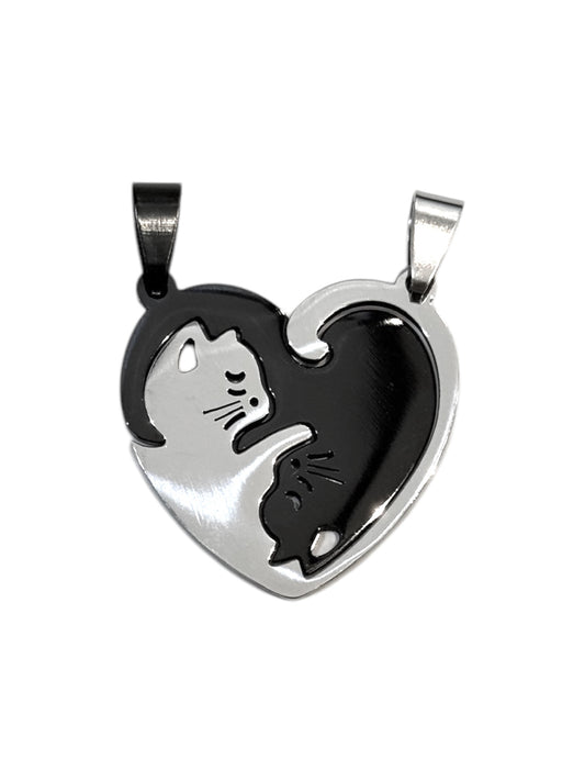 Colgante #419 corazón gato (2 colgantes)