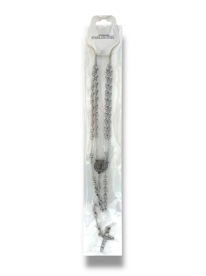 #1266 Collar Rosario_Plateado 4mm