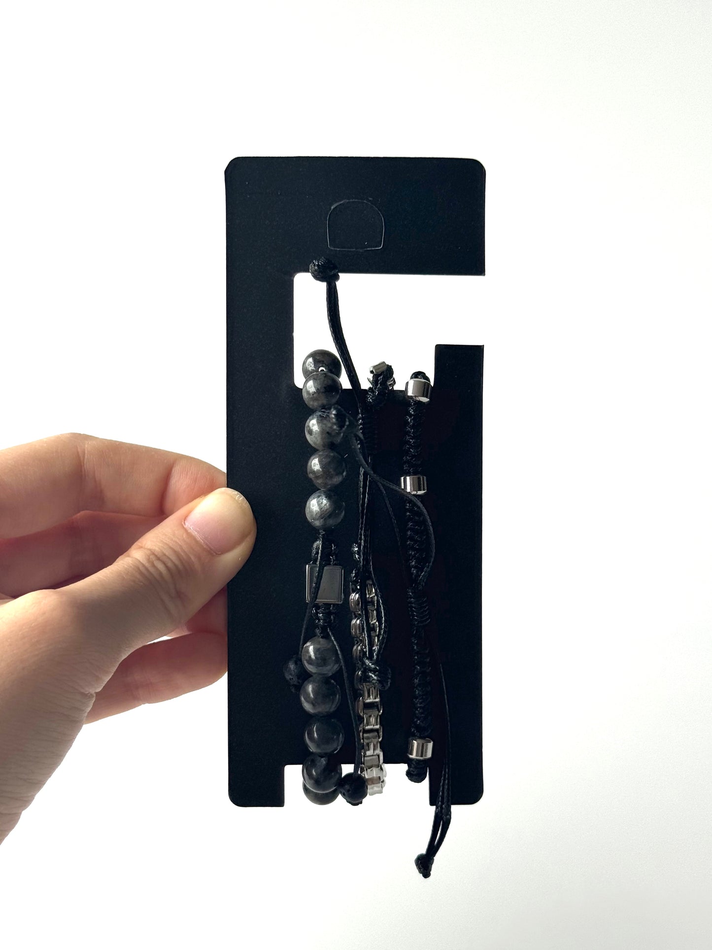 Pulsera combi de acero y piedras para hombre #1256