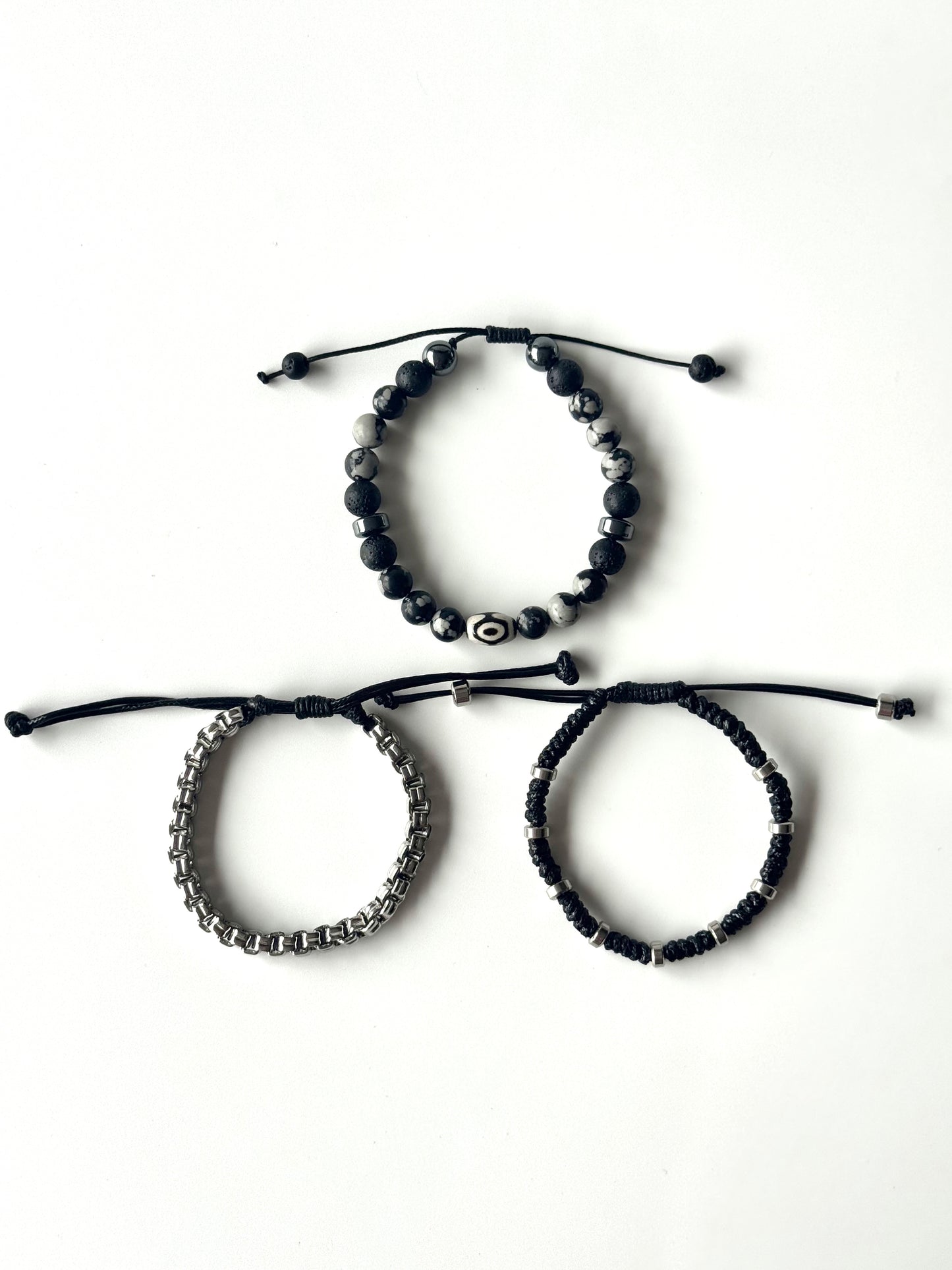 Pulsera combi de acero y piedras para hombre #1255