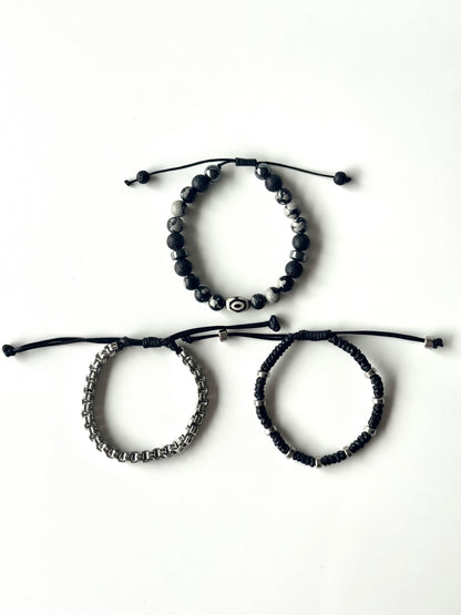 Pulsera combi de acero y piedras para hombre #1255