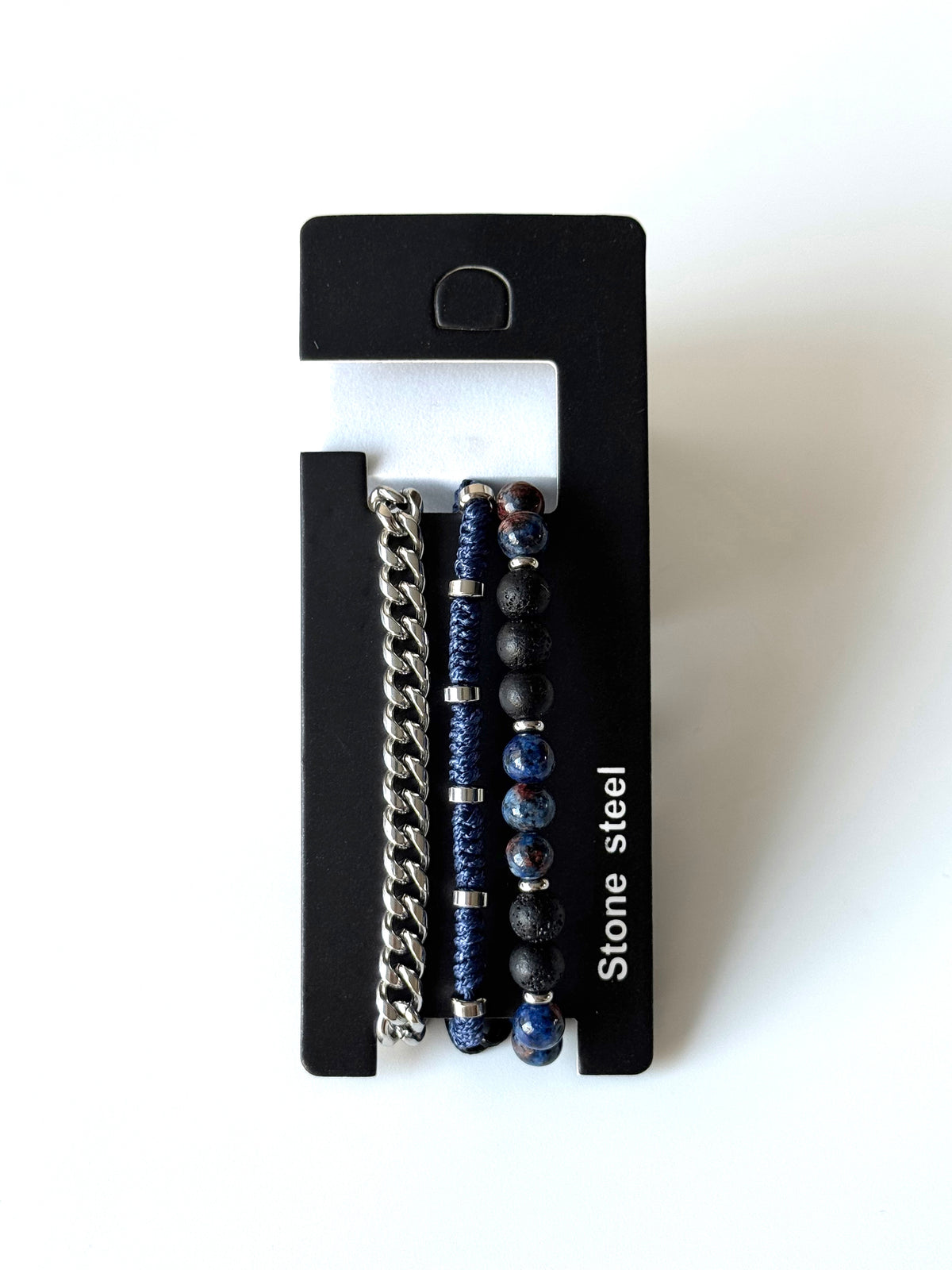 Pulsera combi de cuero y piedras para hombre #50563