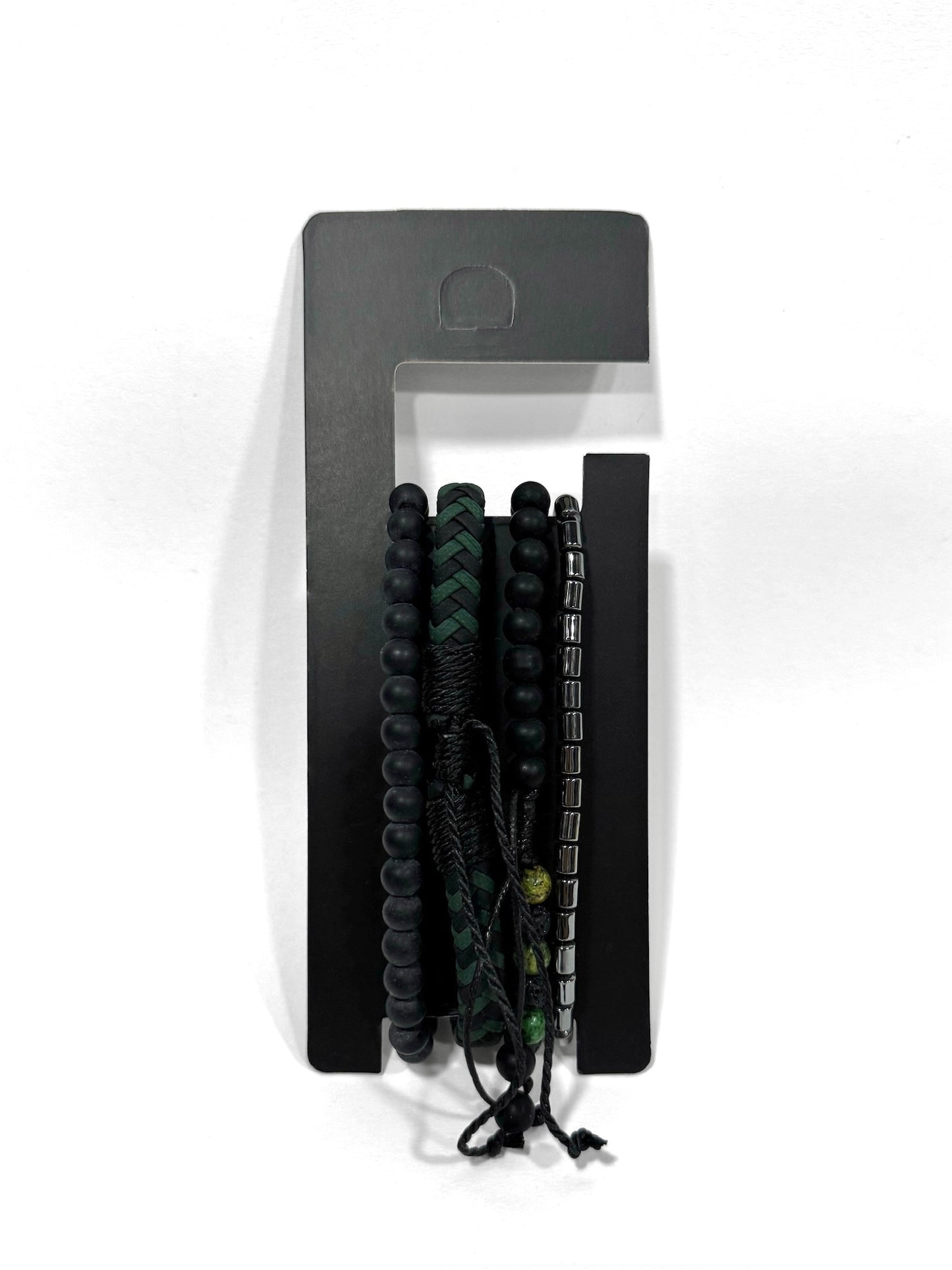 Pulsera combi de cuero y piedras para hombre #5061