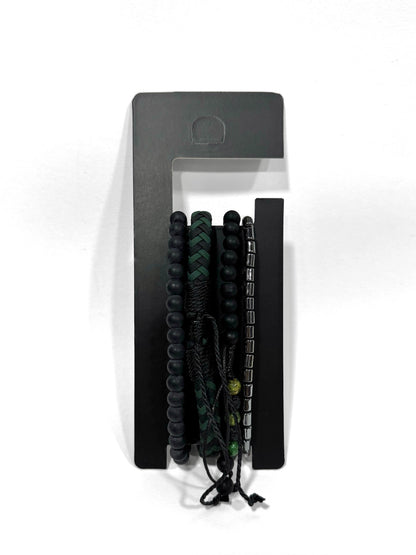 Pulsera combi de cuero y piedras para hombre #5061