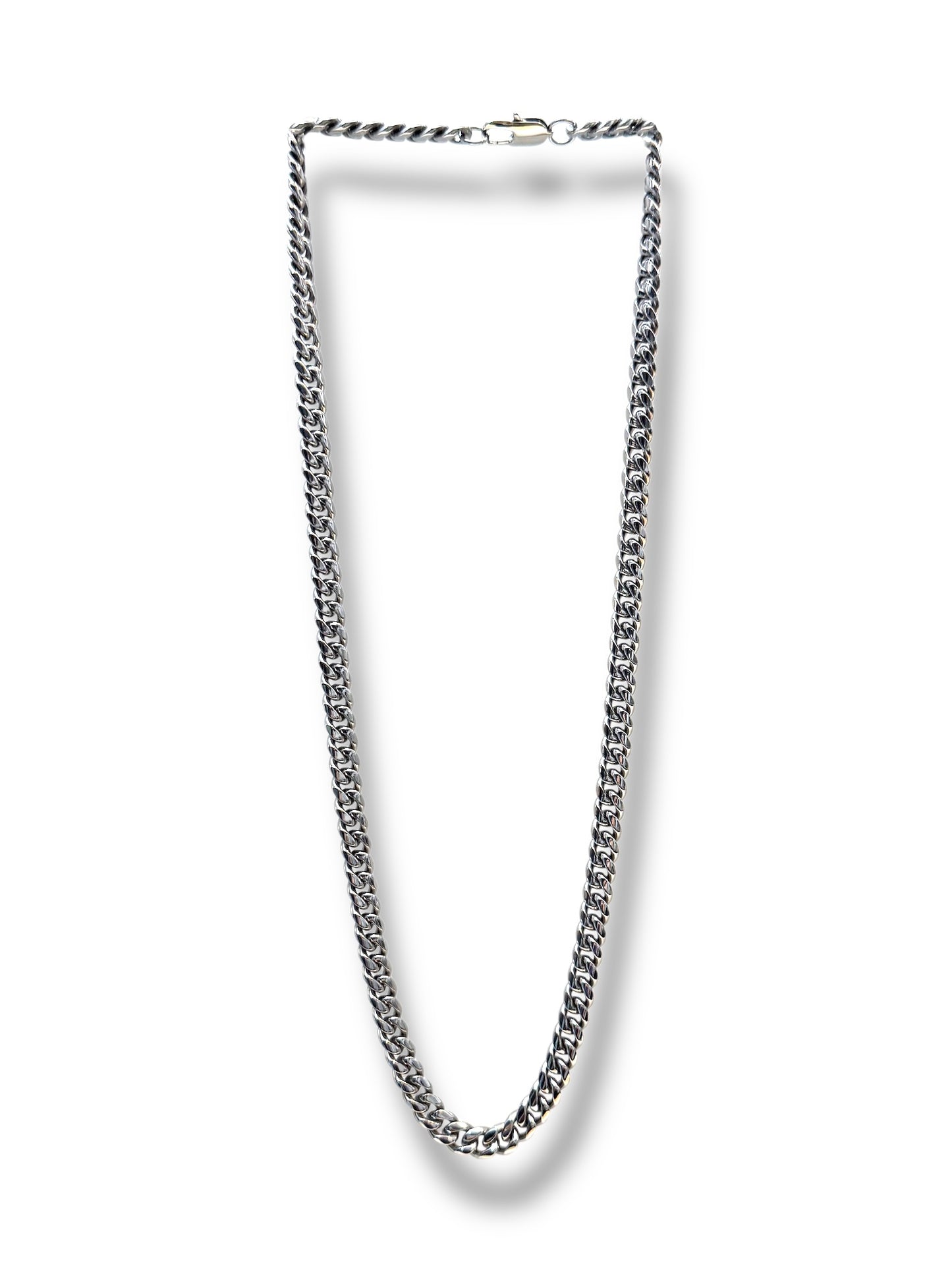 Collar Cubano_8mm plateado  H-7