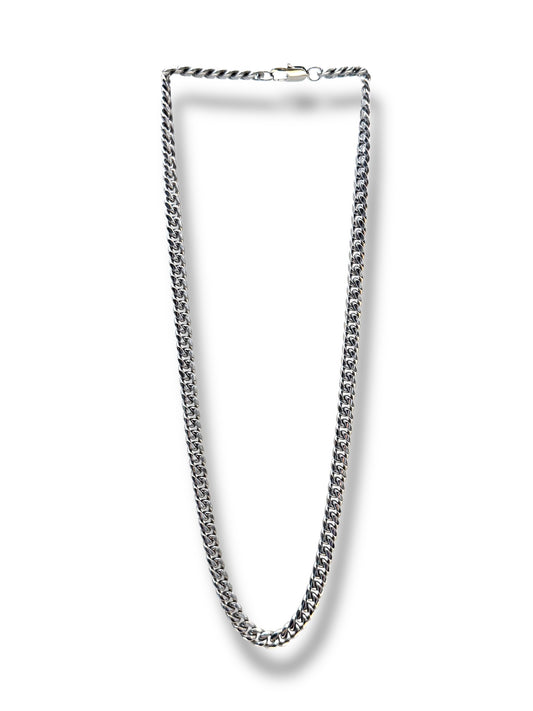 Collar Cubano_8mm plateado  H-7