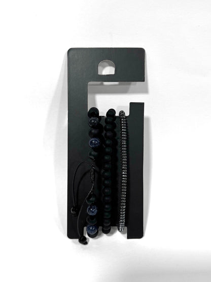 Pulsera combi de cuero y piedras para hombre #5060