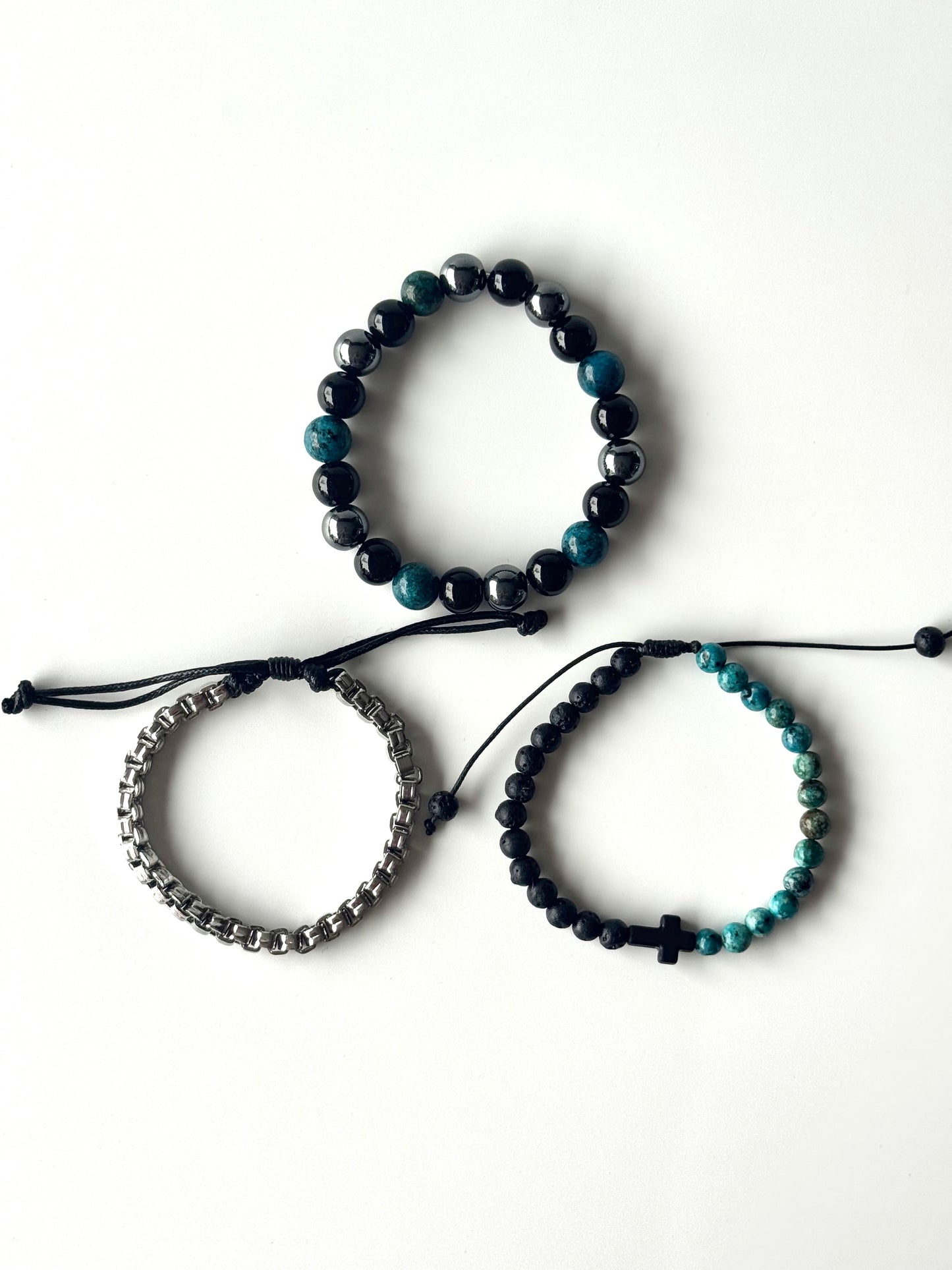 Pulsera combi de acero y piedras para hombre #1259