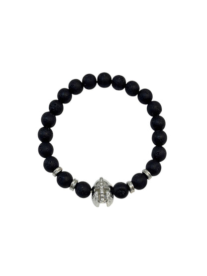 Pulsera Elasticada #Piedra volcánica con gladiador