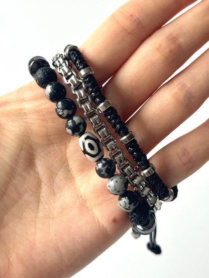 Pulsera combi de acero y piedras para hombre #1255