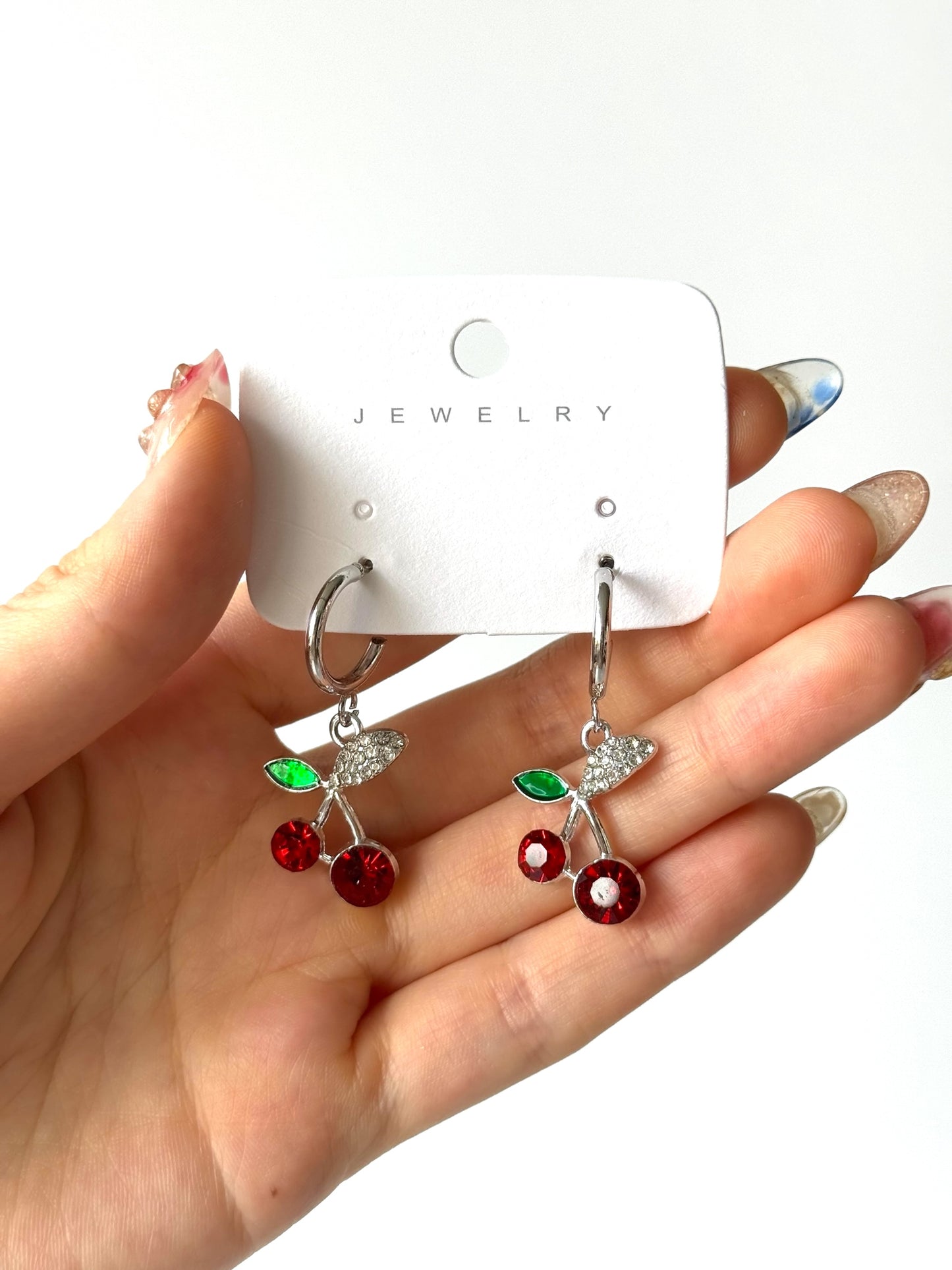 Aros cherry #1003 plateado (6 unidades)