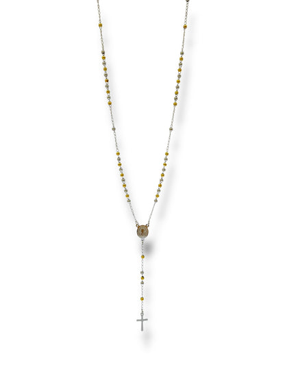 #1265 Collar Rosario_Plateado&Dorado 3mm