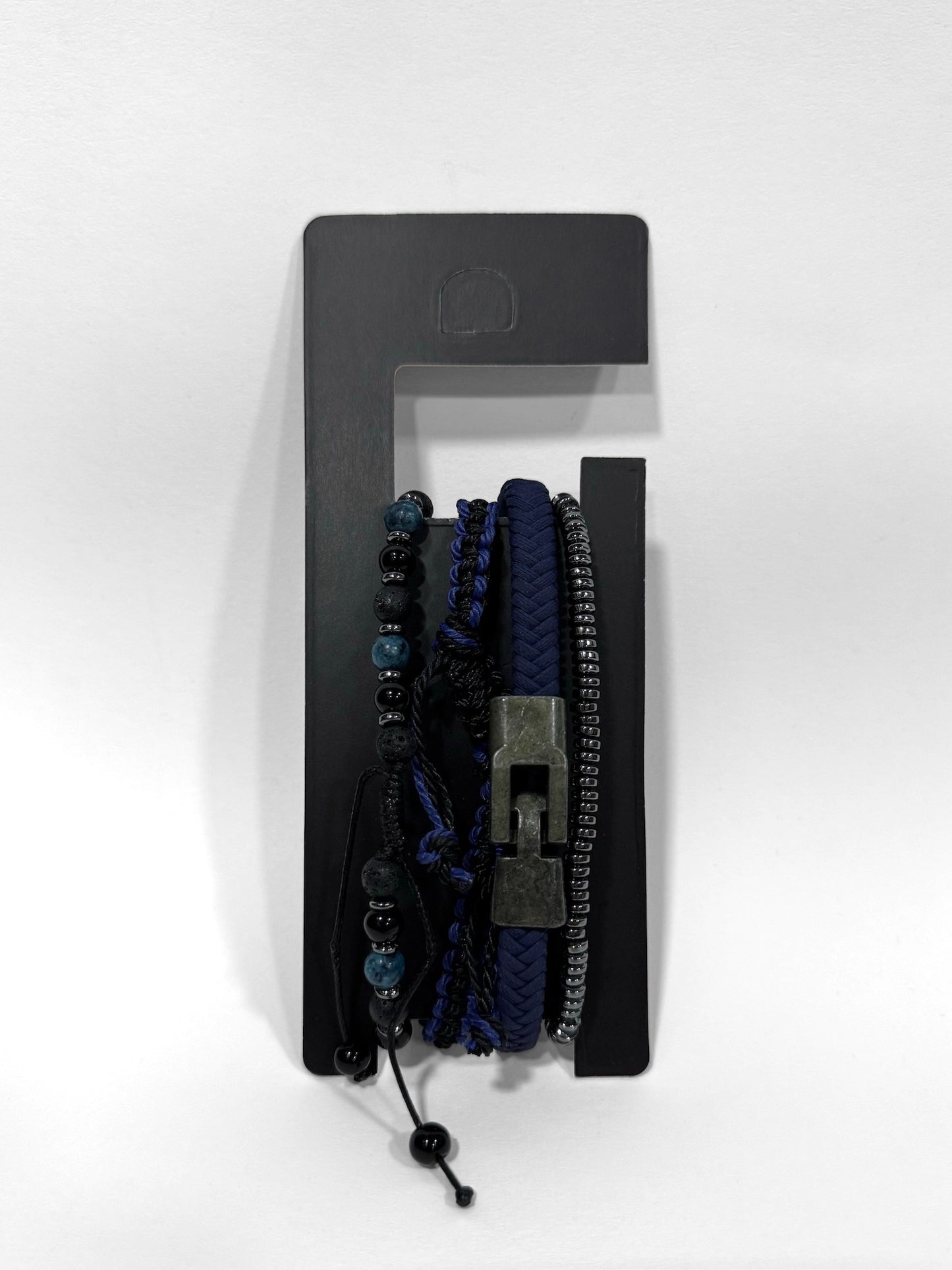 Pulsera combi de cuero y piedras para hombre #5062