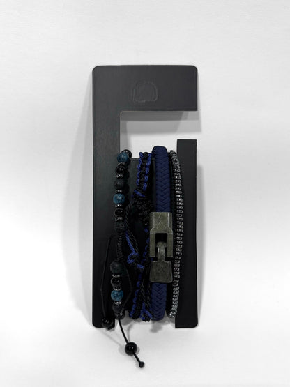 Pulsera combi de cuero y piedras para hombre #5062