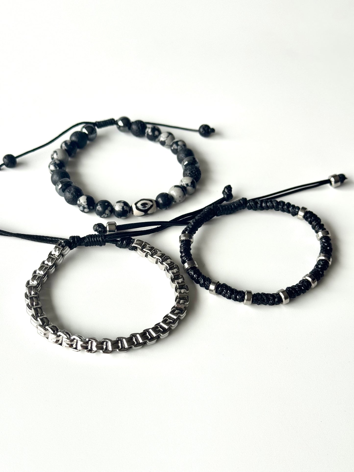 Pulsera combi de acero y piedras para hombre #1255