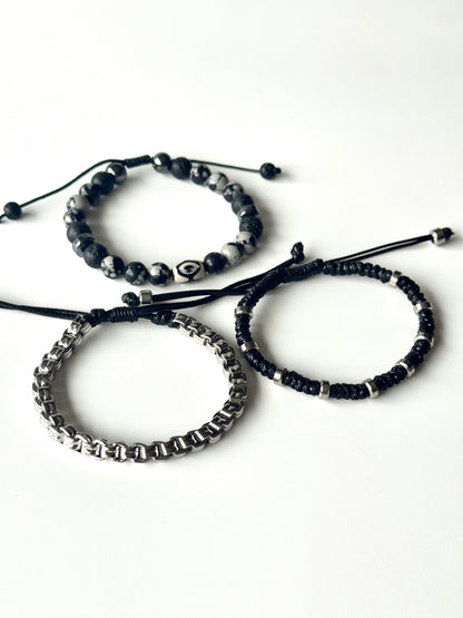 Pulsera combi de acero y piedras para hombre #1255