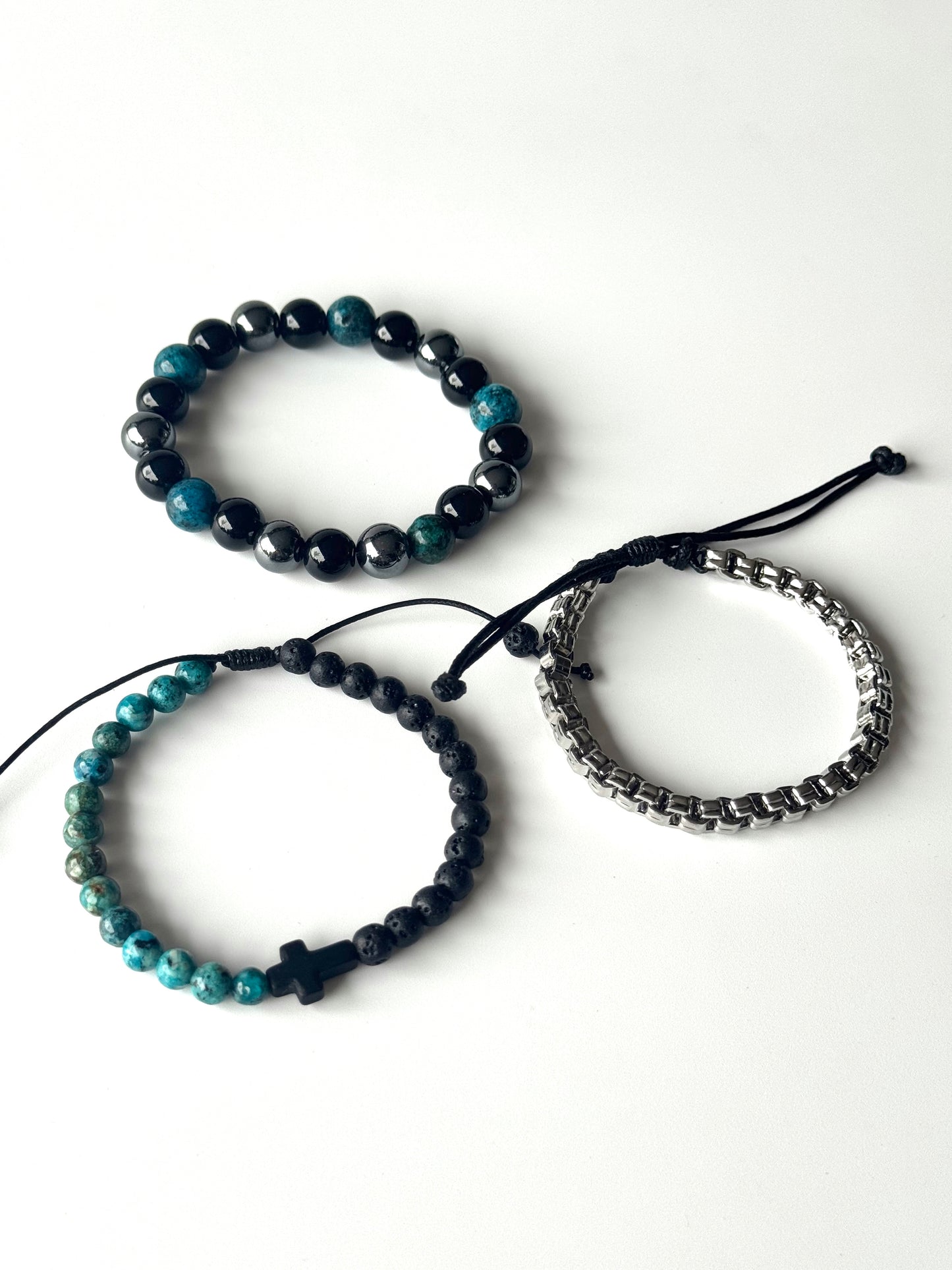 Pulsera combi de acero y piedras para hombre #1259