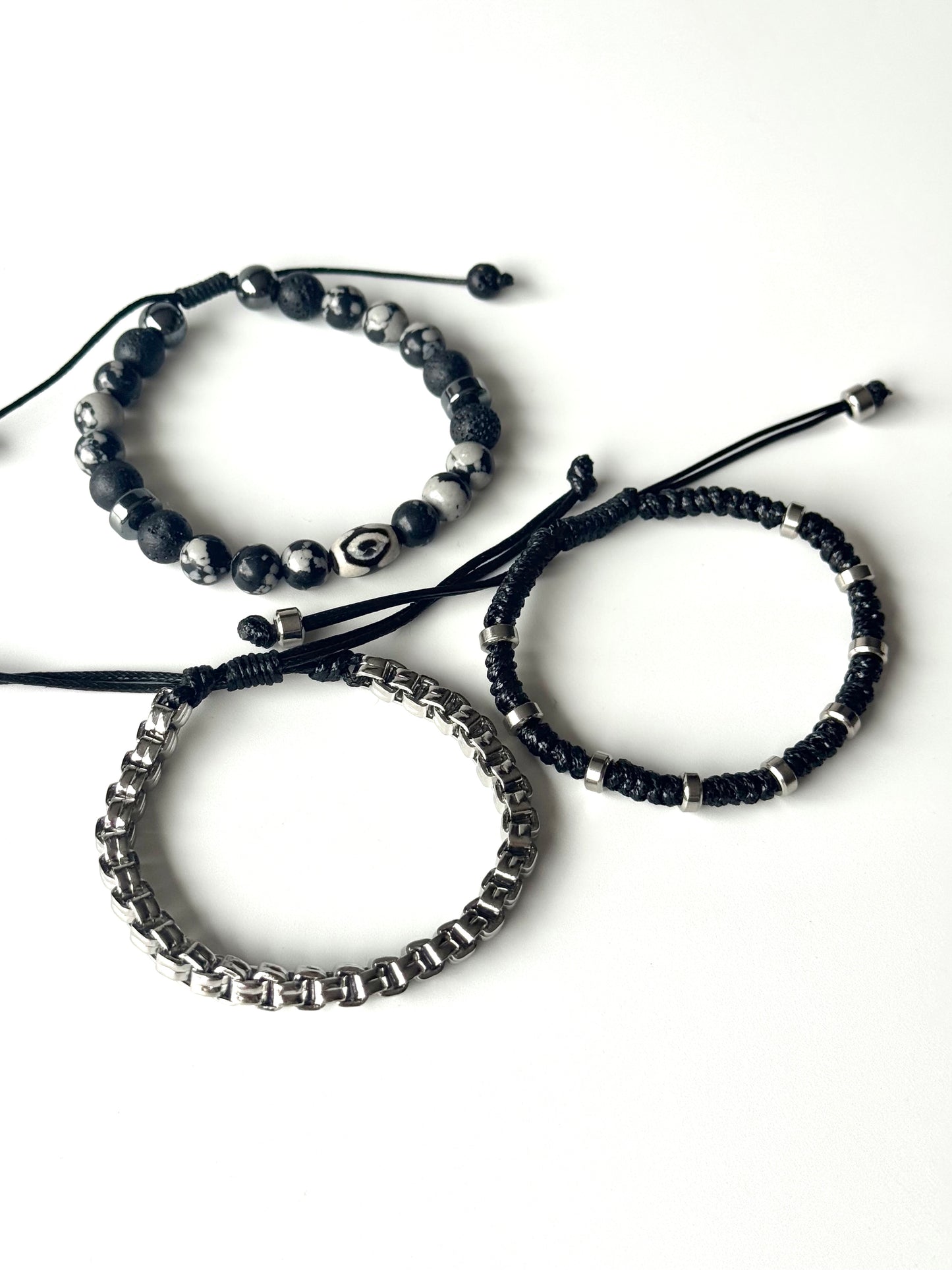 Pulsera combi de acero y piedras para hombre #1255