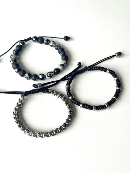Pulsera combi de acero y piedras para hombre #1255