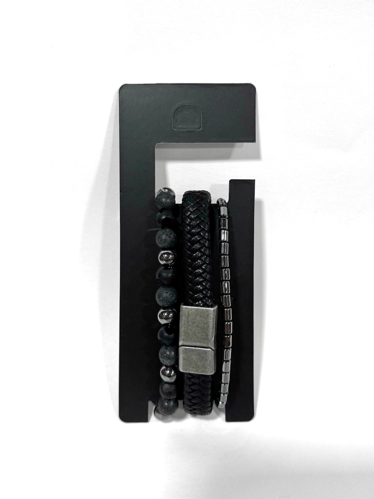 Pulsera combi de cuero y piedras para hombre #5057