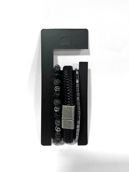 Pulsera combi de cuero y piedras para hombre #5057
