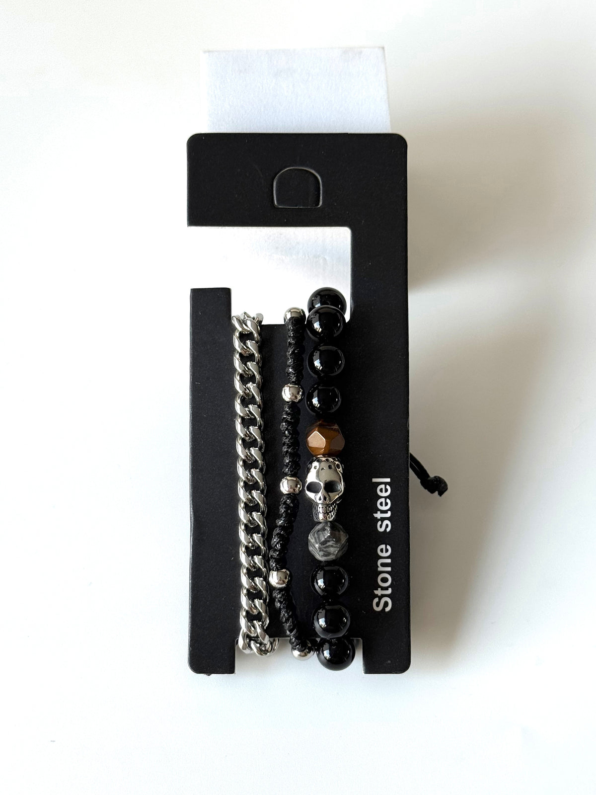 Pulsera combi de acero y piedras para hombre #1255