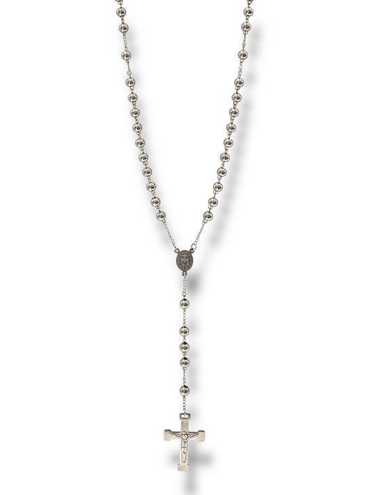 #1275 Collar Rosario_Plateado 8mm