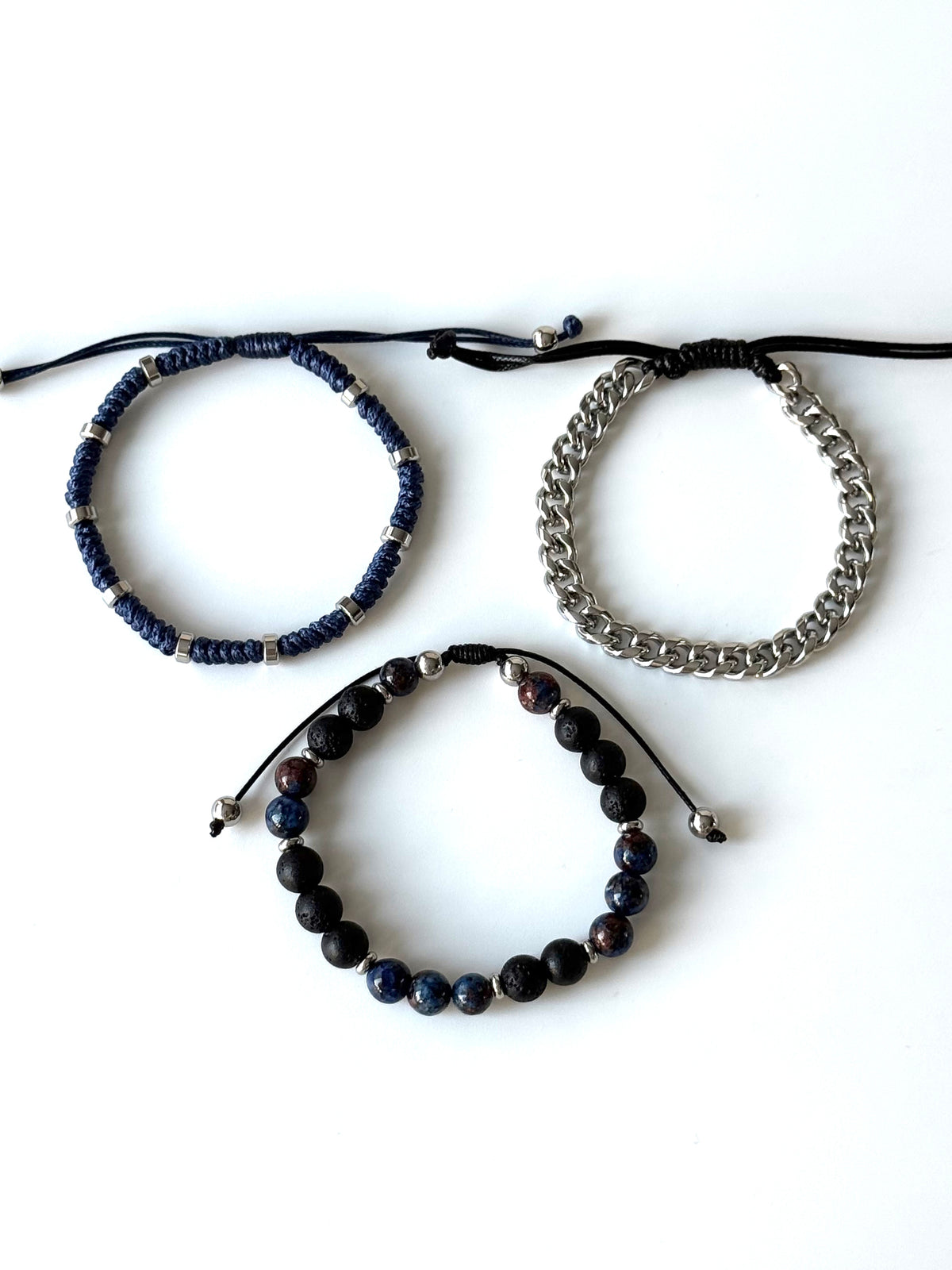 Pulsera combi de acero y piedras para hombre #1255