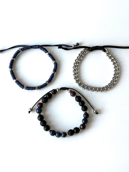 Pulsera combi de acero y piedras para hombre #1255