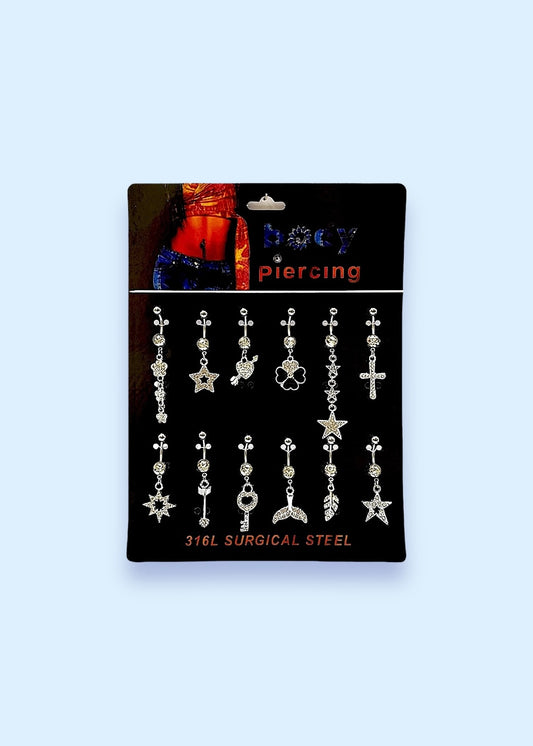 #80_Piercing ombligo colgante