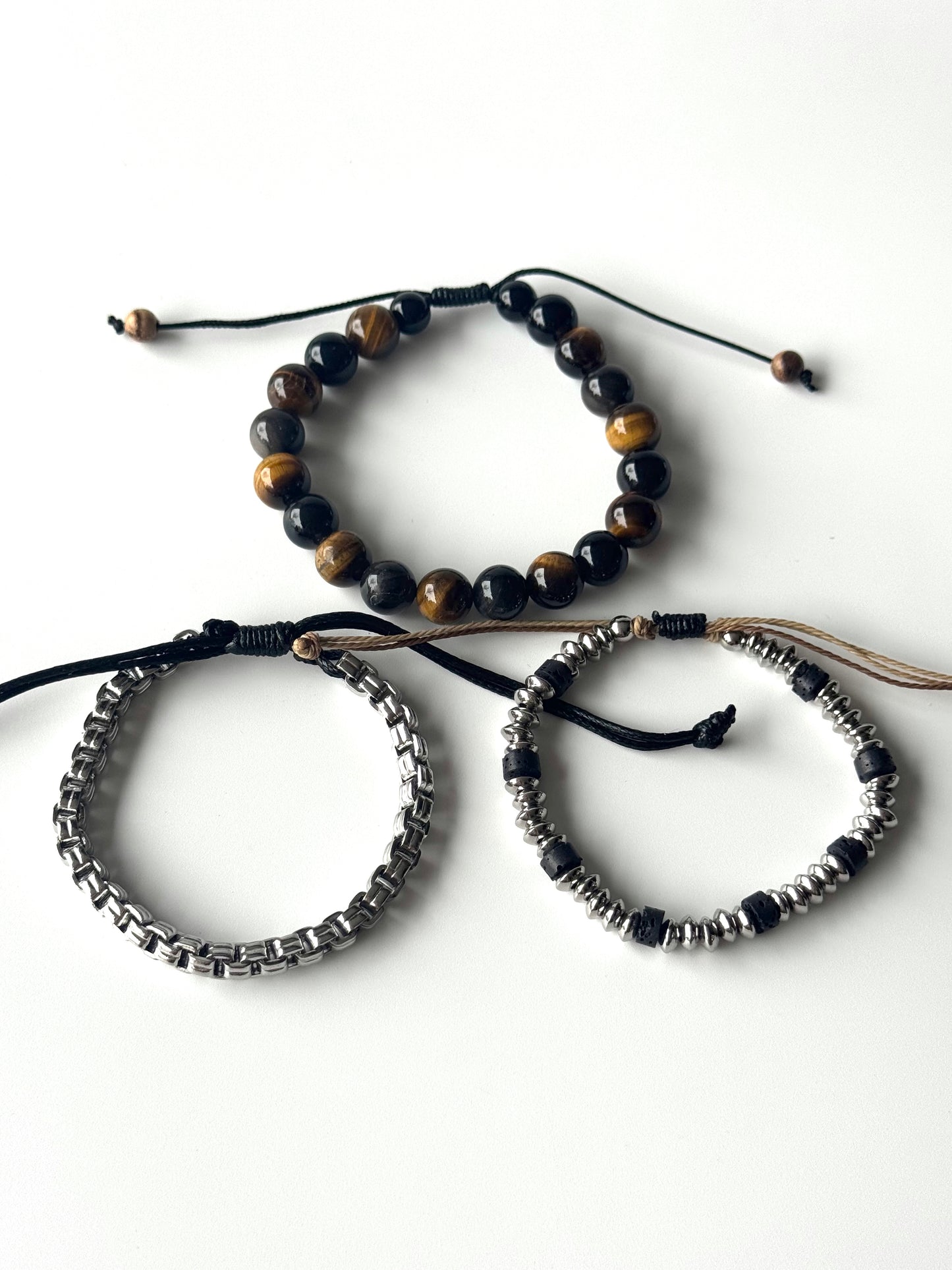 Pulsera combi de acero y piedras para hombre #1250