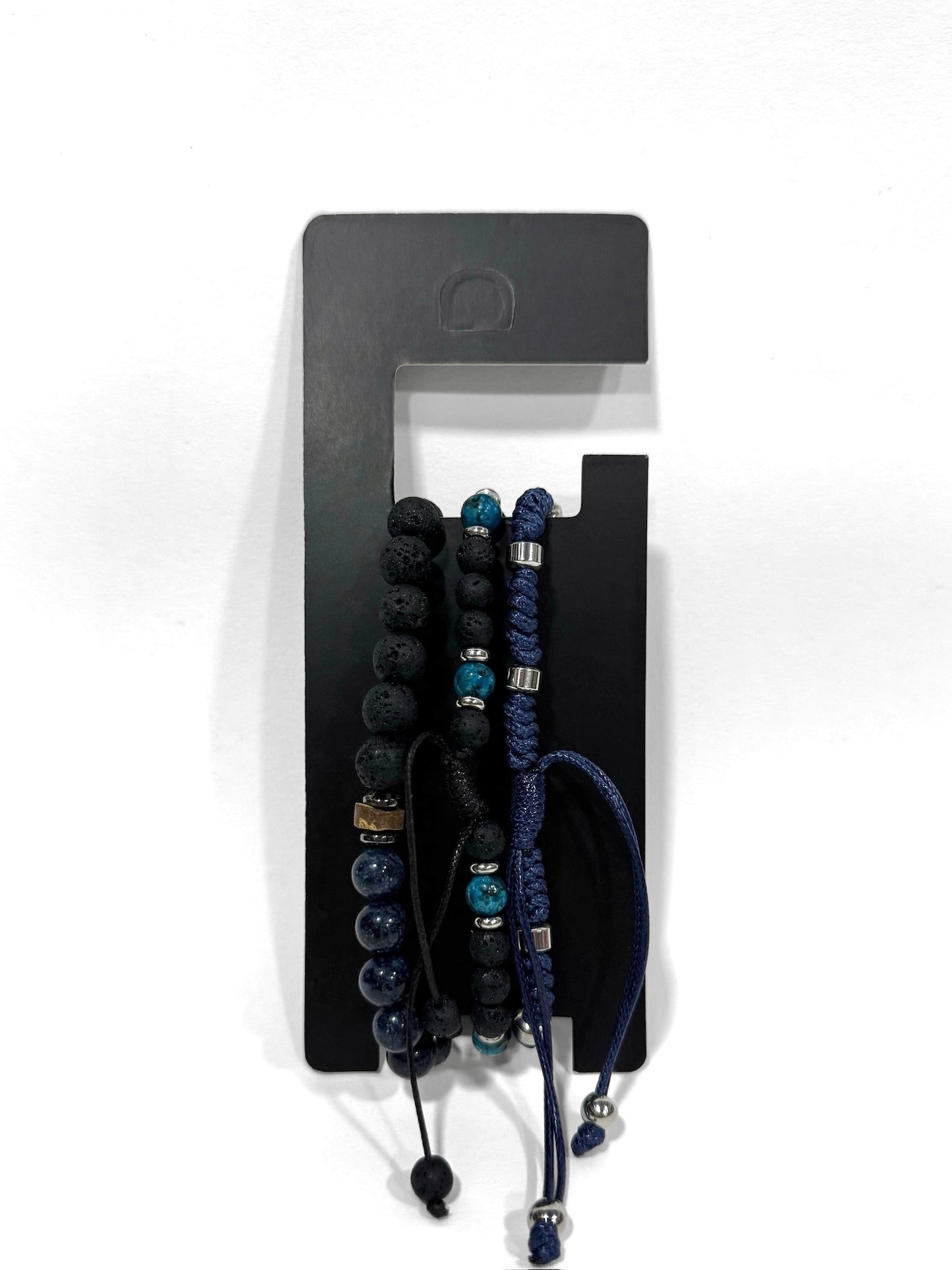 Pulsera combi de cuero y piedras para hombre #5056