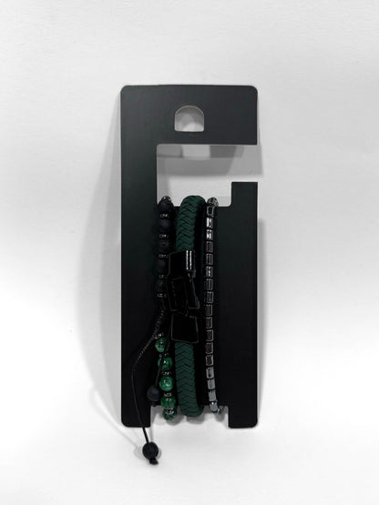 Pulsera combi de cuero y piedras para hombre #5052