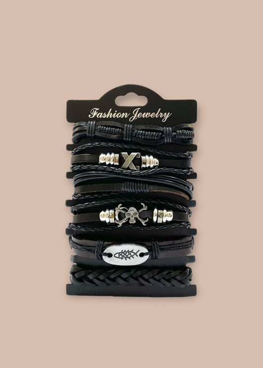 Pulsera combi de cuero modelo #023