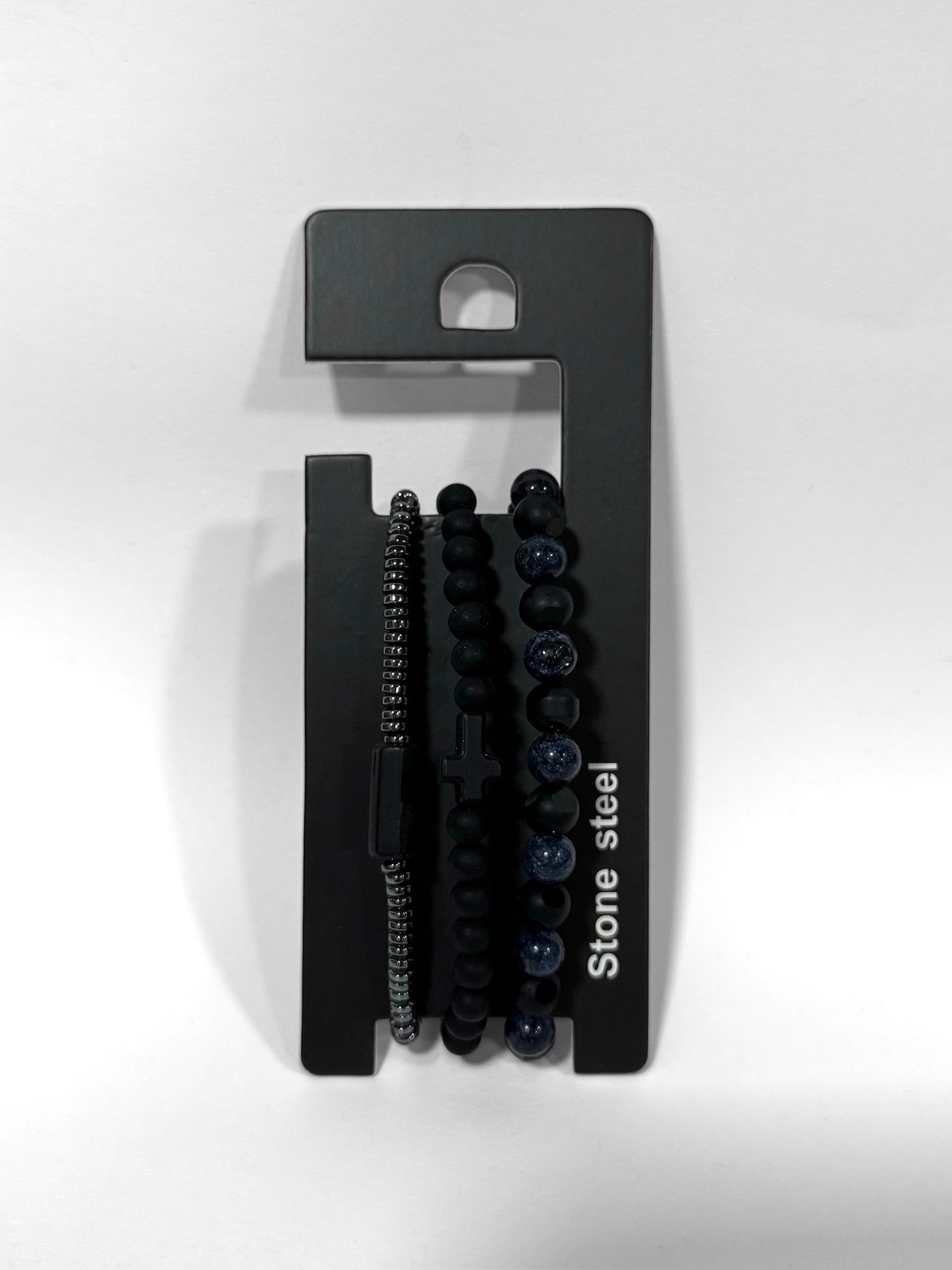 Pulsera combi de cuero y piedras para hombre #5060