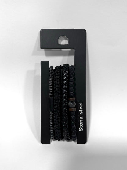 Pulsera combi de cuero y piedras para hombre #5059