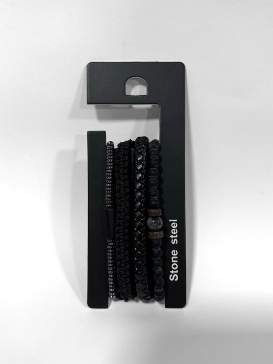 Pulsera combi de cuero y piedras para hombre #5059