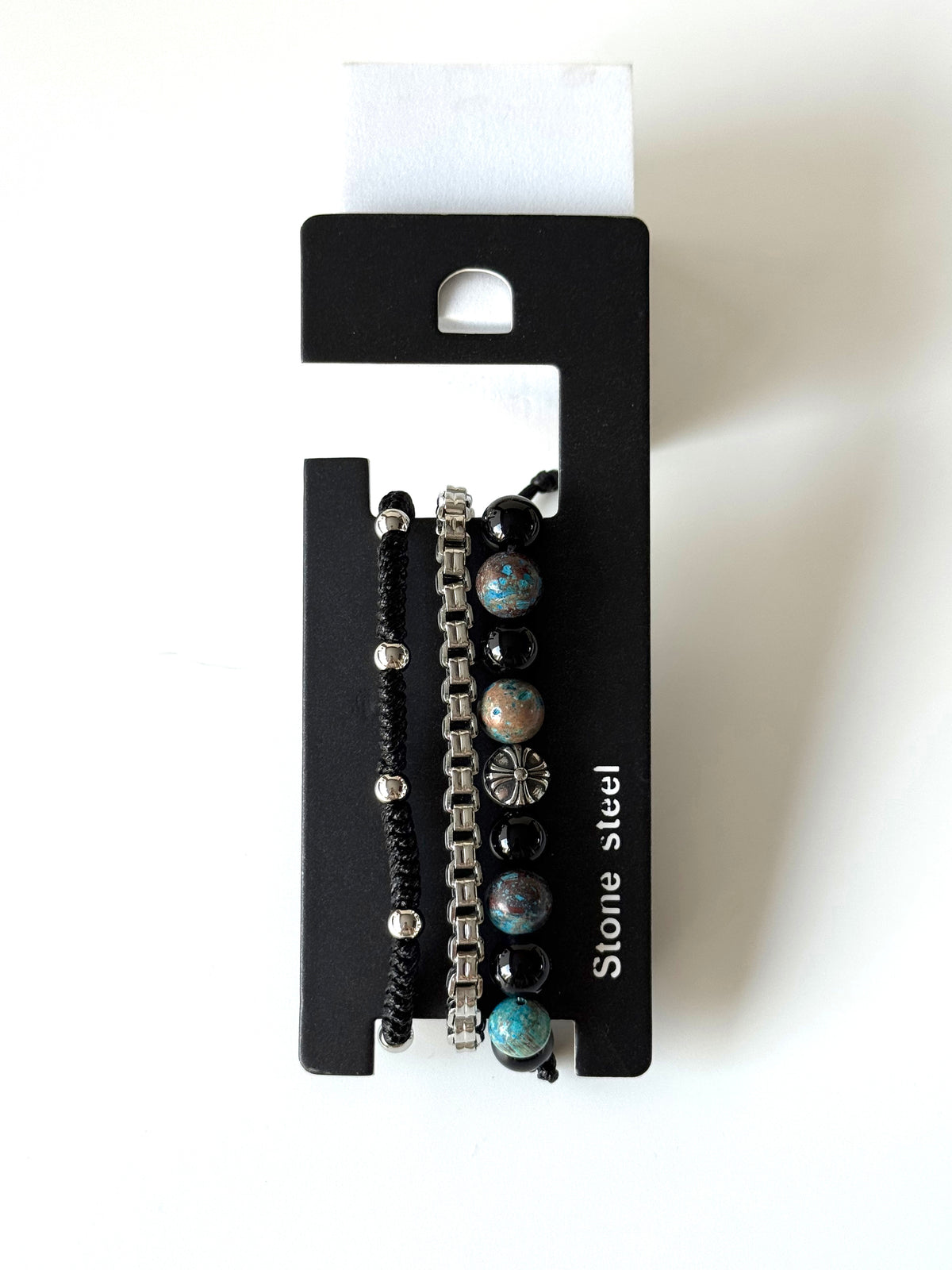 Pulsera combi de acero y piedras para hombre #1254