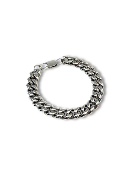 Pulsera de cadena de acero modelo #62_cubano plateado 12mm H-1