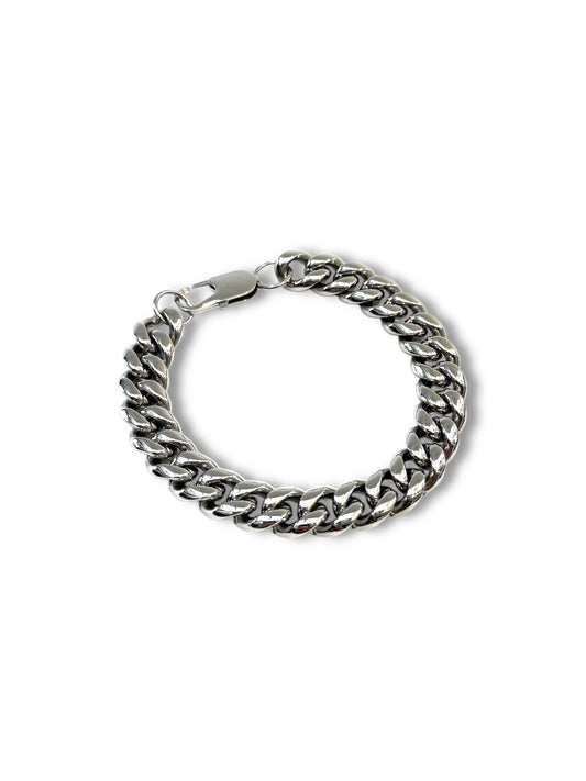 Pulsera de cadena de acero modelo #62_cubano plateado 12mm H-1