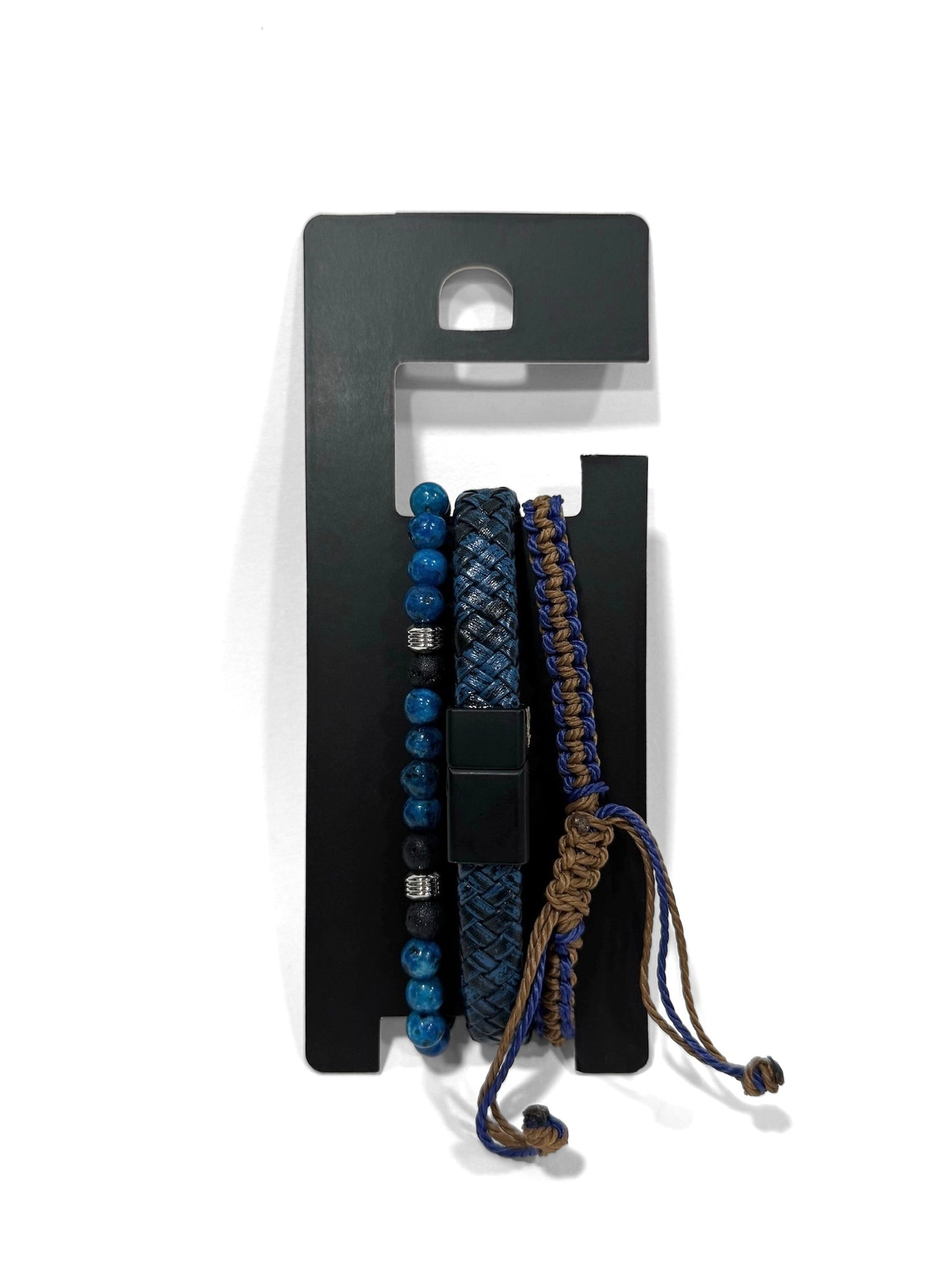 Pulsera combi de cuero y piedras para hombre #5055