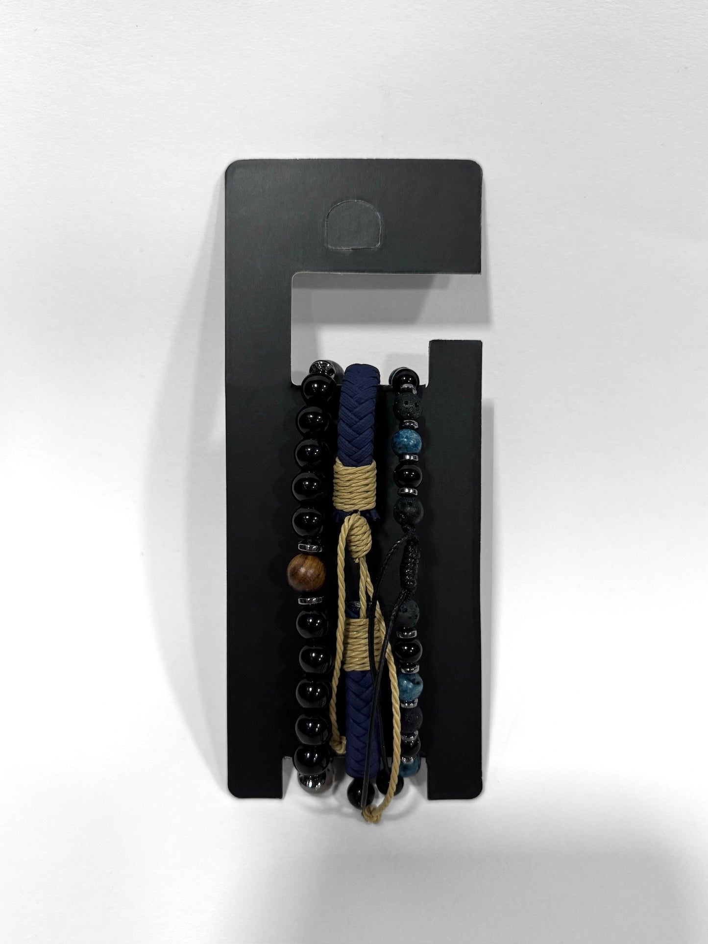 Pulsera combi de cuero y piedras para hombre #5058