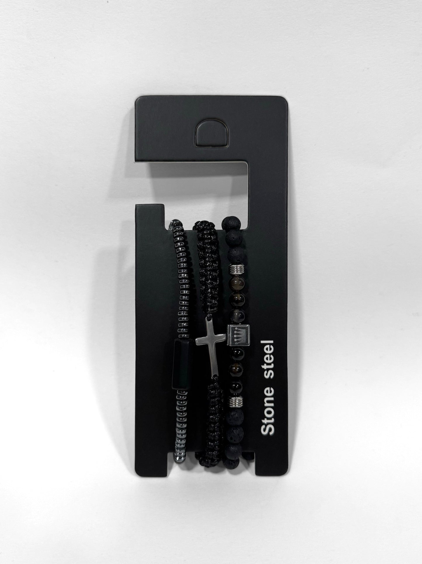 Pulsera combi de cuero y piedras para hombre #5053