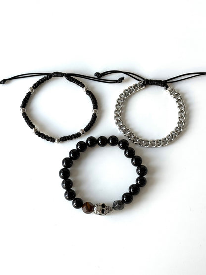 Pulsera combi de acero y piedras para hombre #1255