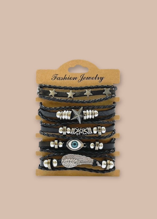 Pulsera combi de cuero modelo #010