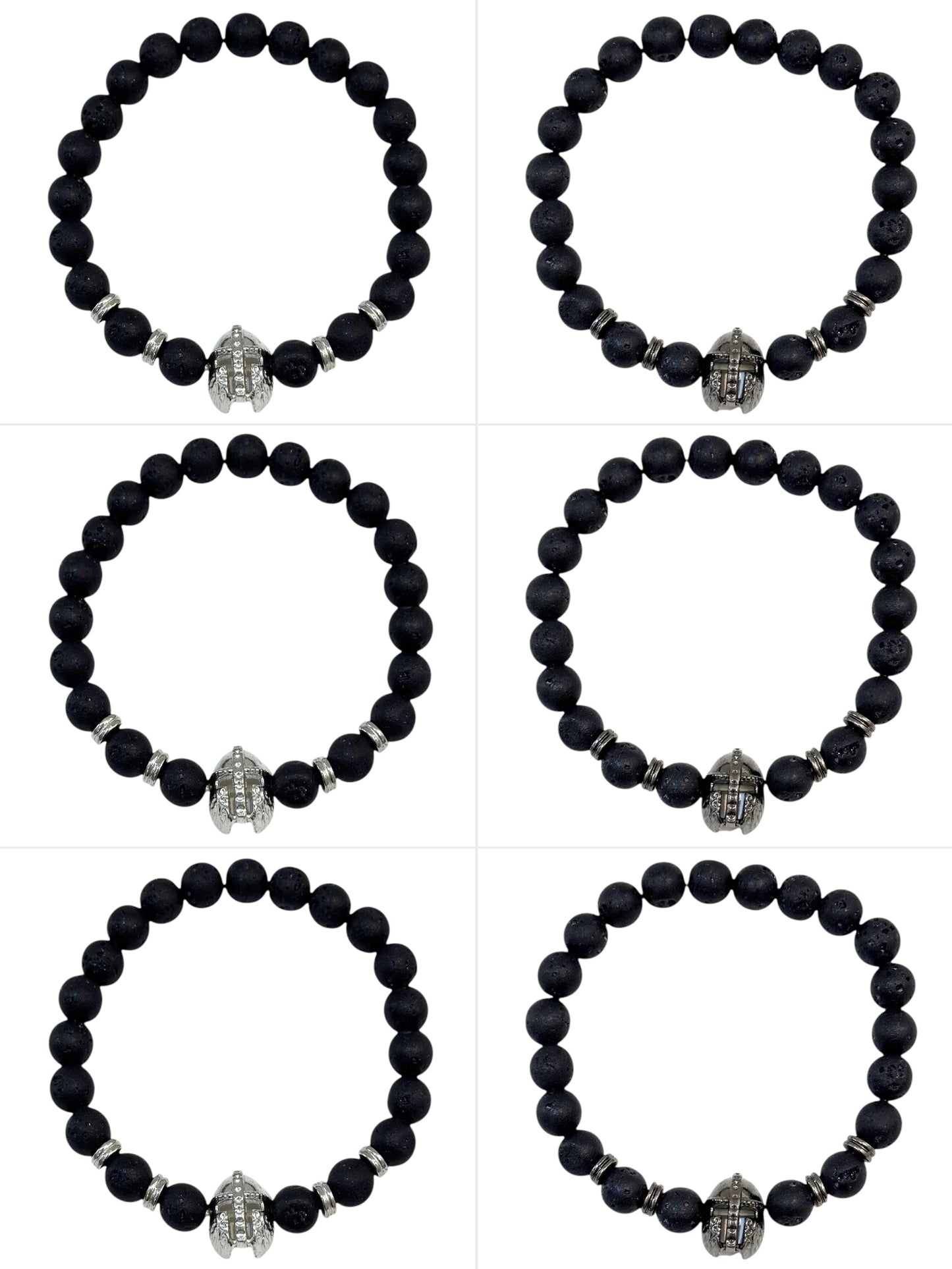 Pulsera Elasticada #Piedra volcánica con gladiador